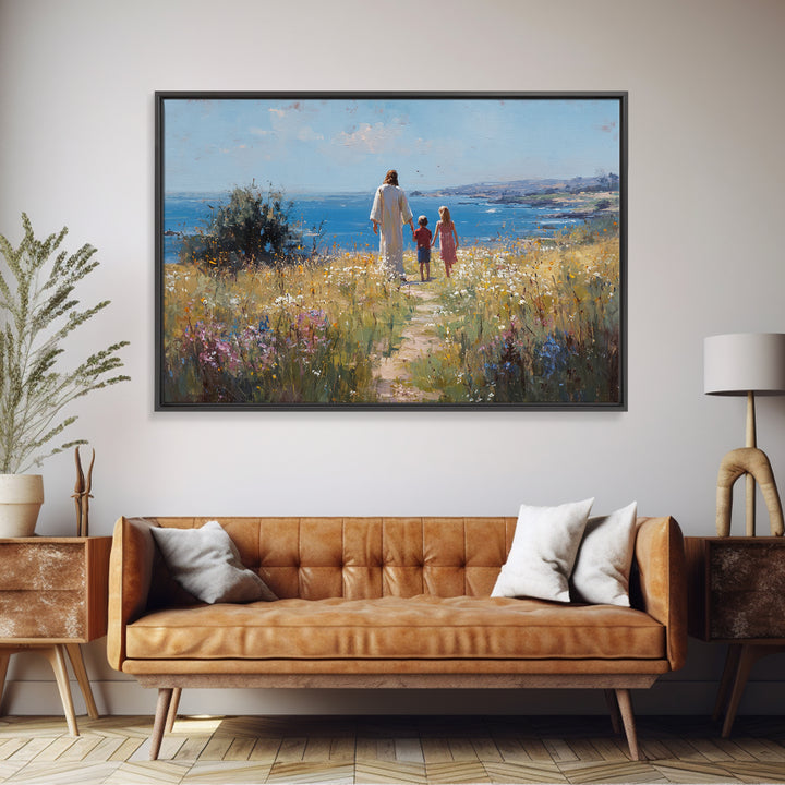 Hillside Hope, Framed Canvas Print, Christian Art Canvas, Christian Wall Art, Jesus Painting, Subtle Christian Art