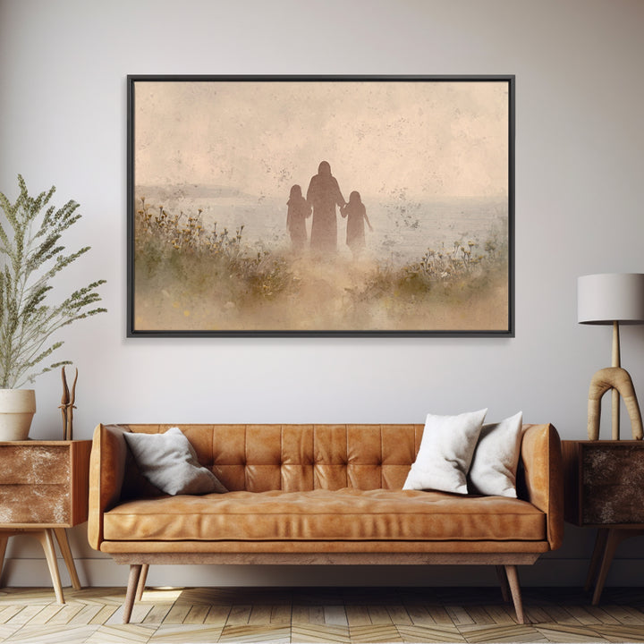 Whispered Meadow Path | Framed Canvas Print | Christian Art Canvas | Jesus Painting | Christian Wall Art | Unique Christian Art