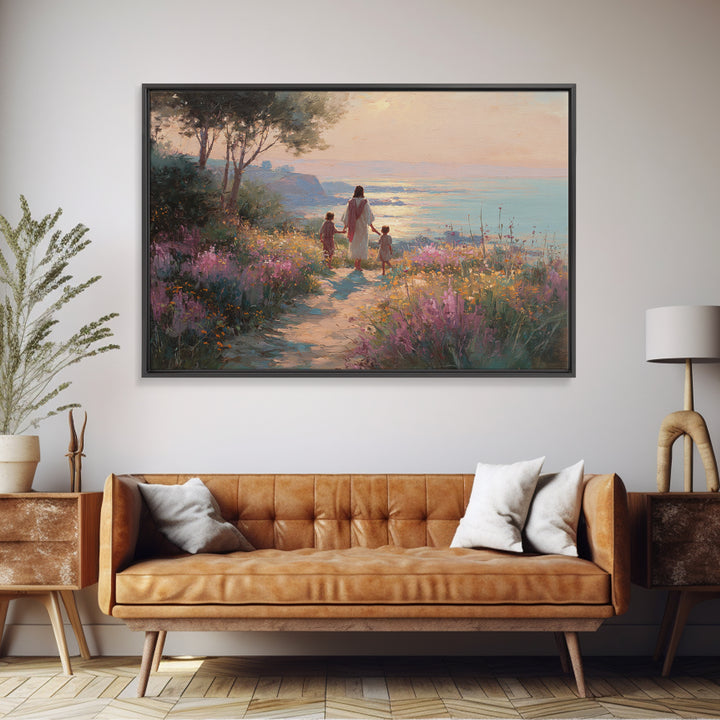 Wildflower Journey, Framed Canvas Print, Christian Art Canvas, Jesus Painting, Christian Wall Art, Modern Christian Art