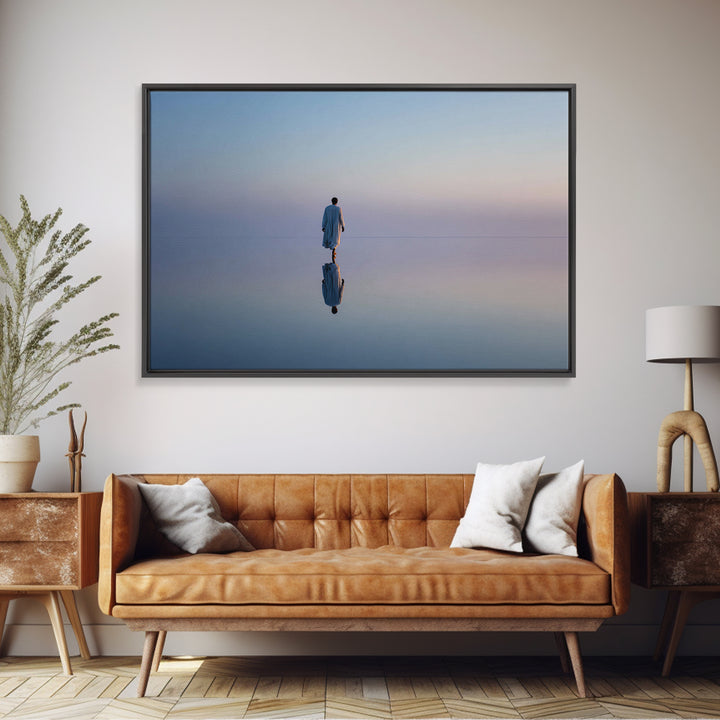 Still Waters Peace – Framed Canvas Print – Christian Art Canvas – Jesus Painting – Christian Wall Art – Minimalist Christian Art