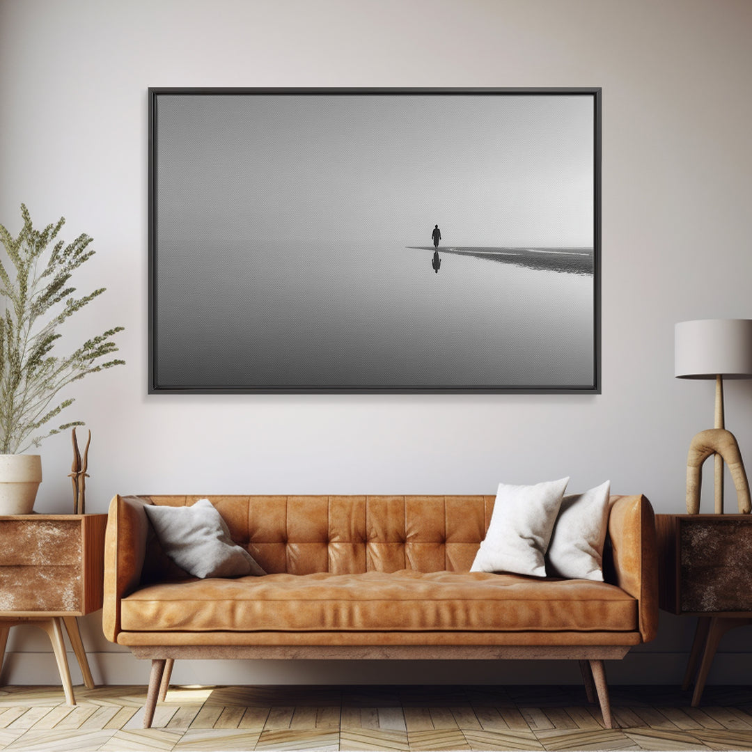 Silent Horizon, Framed Canvas Print, Christian Wall Art, Minimalist Christian Art, Jesus Painting, Christian Art Canvas, Subtle Christian A