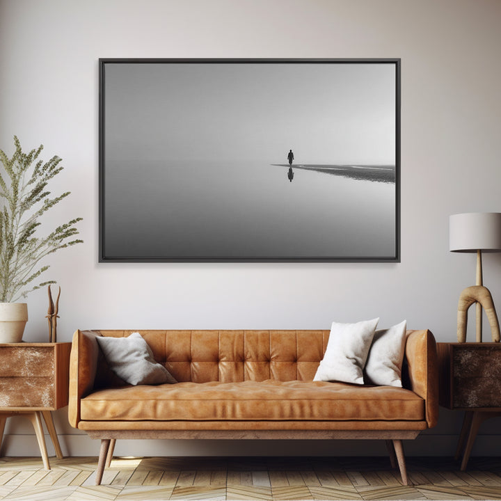 Silent Horizon, Framed Canvas Print, Christian Wall Art, Minimalist Christian Art, Jesus Painting, Christian Art Canvas, Subtle Christian A
