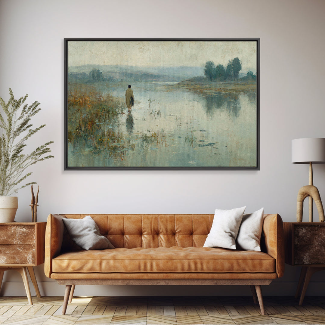 Heavenly Stillness | Framed Canvas Print | Jesus Painting | Christian Wall Art | Christian Art Canvas | White Christmas Art | Christian Chr