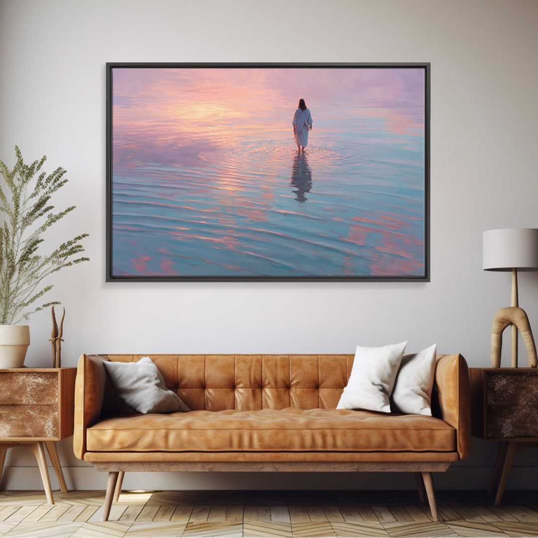 Waves Of Glory – Framed Canvas Print – Jesus Painting – Christian Art Canvas – Christian Wall Art – Modern Christian Art – Christian Decora