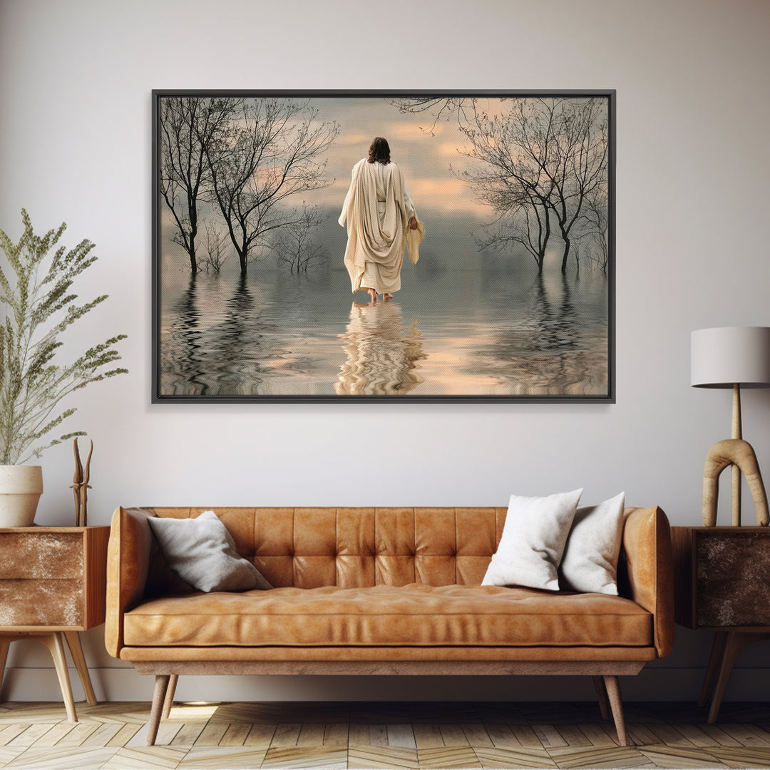 Evening Shepherd Light | Framed Canvas Print | Christian Wall Art | Jesus Painting | Christian Art Canvas | Moody Christian Art | Christian