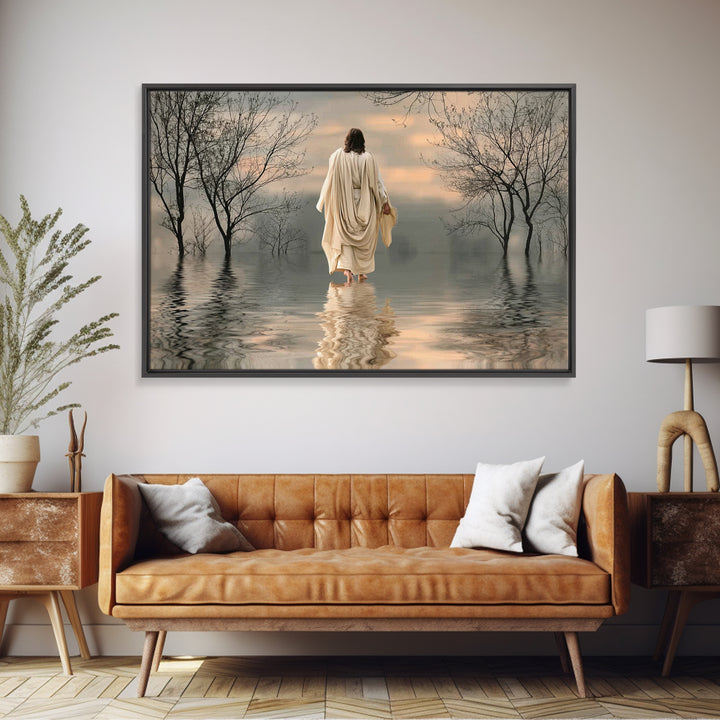 Evening Shepherd Light | Framed Canvas Print | Christian Wall Art | Jesus Painting | Christian Art Canvas | Moody Christian Art | Christian