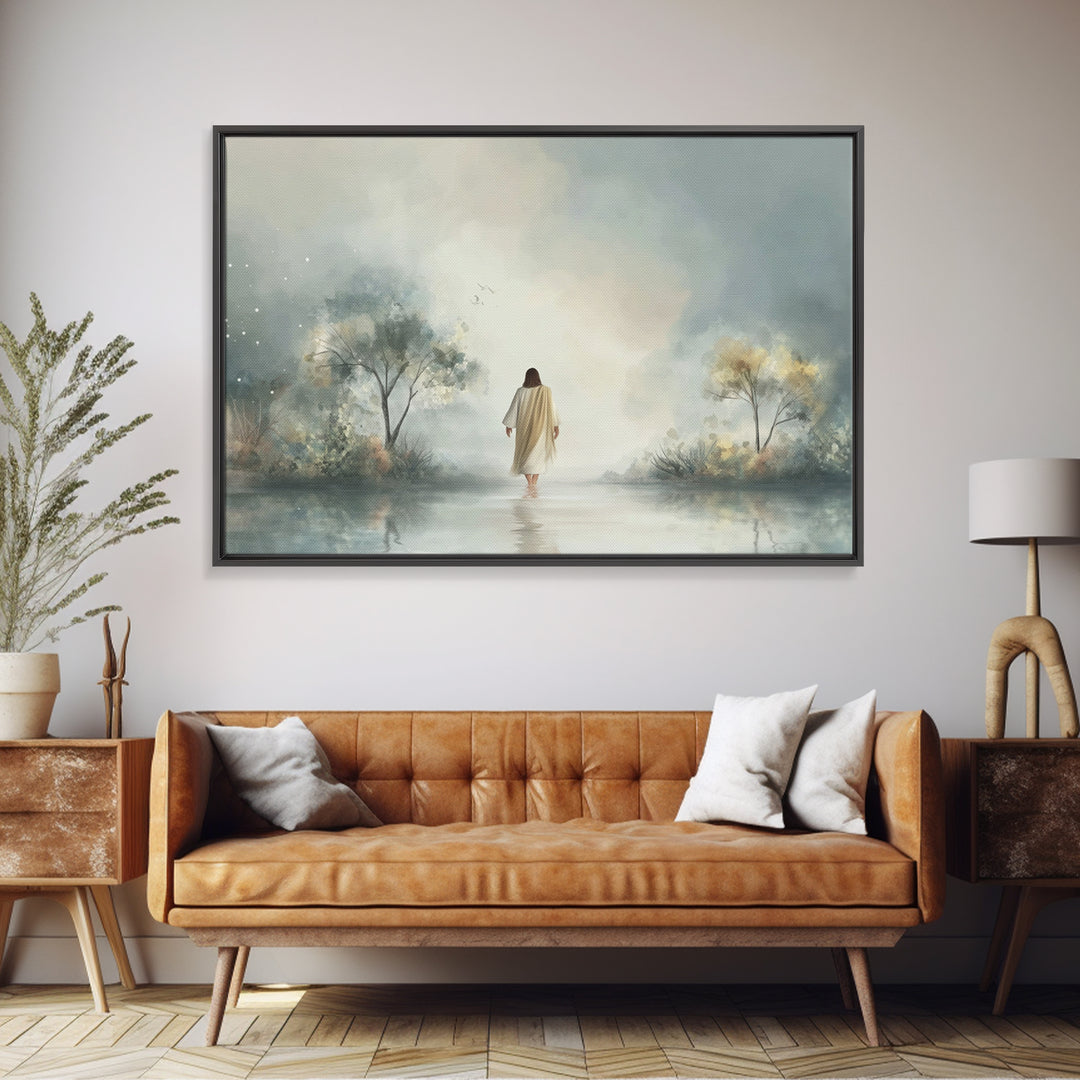 Garden of Grace, Framed Canvas Print, Christian Art Canvas, Jesus Painting, Subtle Christian Art, Christian Wall Art, Christian Art Gift