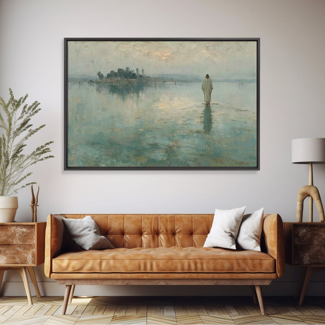 Shepherd’s Meadow – Framed Canvas Print – Christian Art Canvas – Jesus Painting – Christian Wall Art – Vintage Christian Painting – Christi