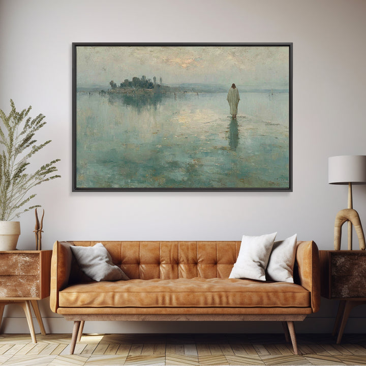Shepherd’s Meadow – Framed Canvas Print – Christian Art Canvas – Jesus Painting – Christian Wall Art – Vintage Christian Painting – Christi