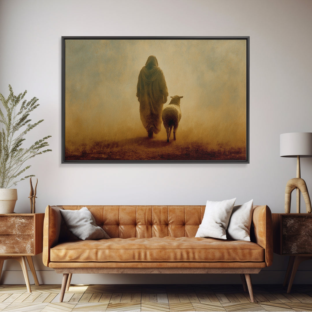 Guiding Mercy, Framed Canvas Print, Christian Wall Art, Jesus Painting Canvas, Modern Christian Art, Christian Christmas Art, Large Christi