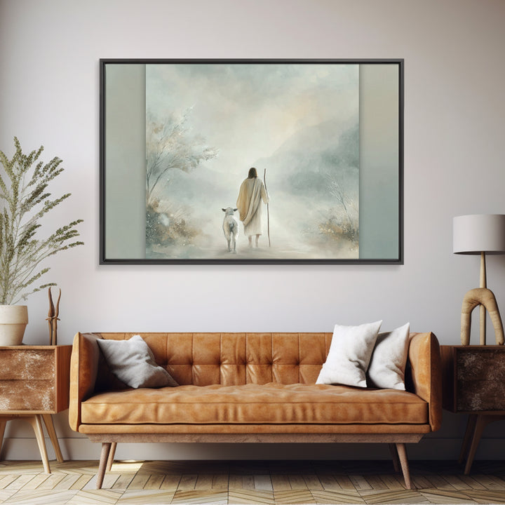 Peaceful Way – Framed Canvas Print – Christian Wall Art – Jesus Painting – Christian Art Print – Minimalist Christian Art – Christian Gift
