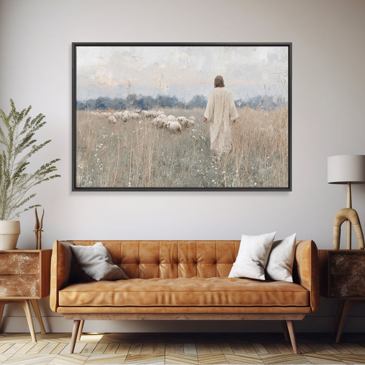 Quiet Meadow | Framed Canvas Print | Christian Wall Art | Christian Art Canvas | Jesus Painting | Minimalist Christian Art | Christian Art