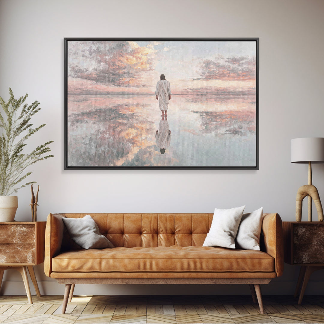 Heaven’s Reflection – Framed Canvas Print – Christian Art Canvas – Jesus Art Print – Christian Wall Art – Modern Christian Art – Christmas