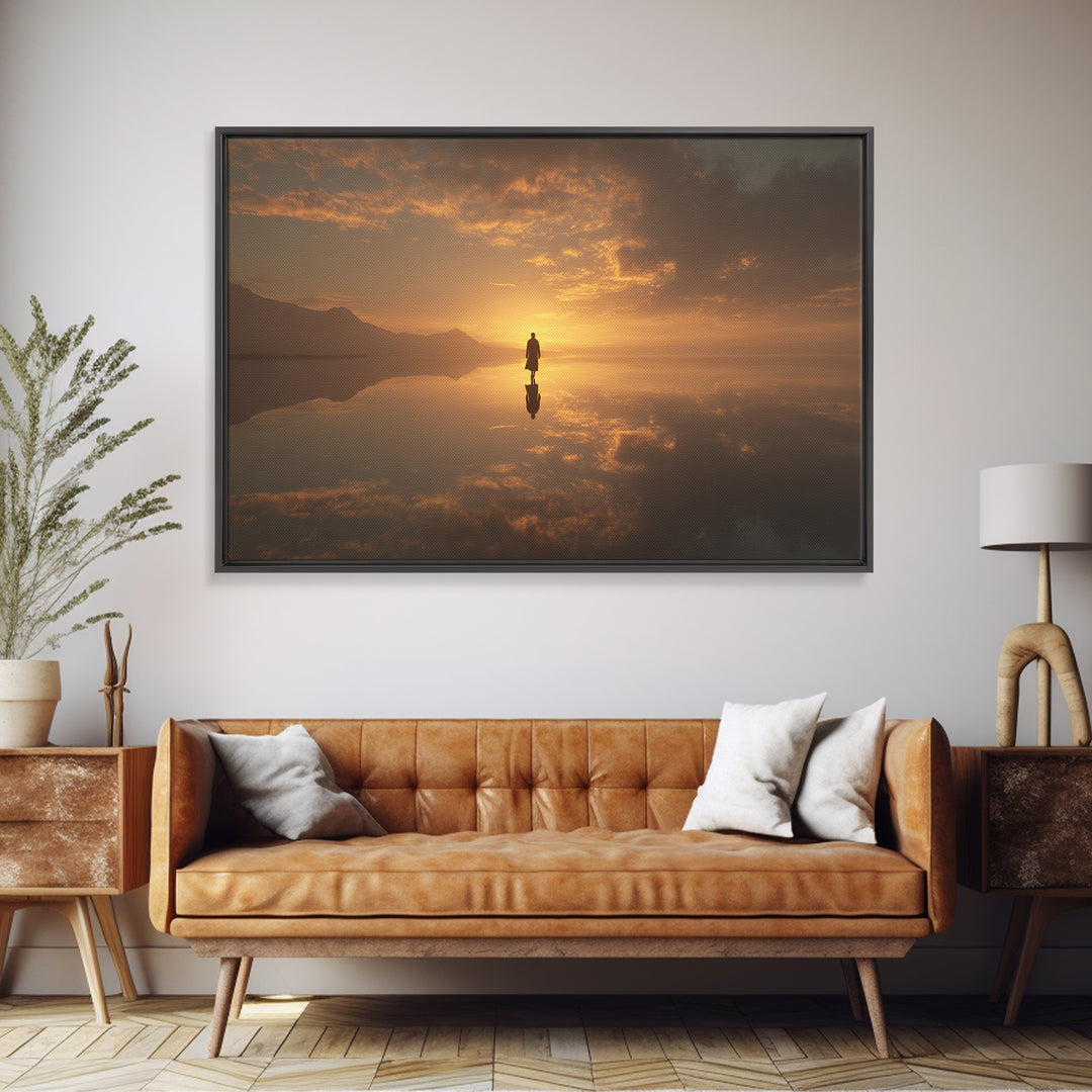 Golden Horizon – Framed Canvas Print – Christian Wall Art – Jesus Painting – Christian Art Canvas – Moody Christian Art – Christmas Art Wor