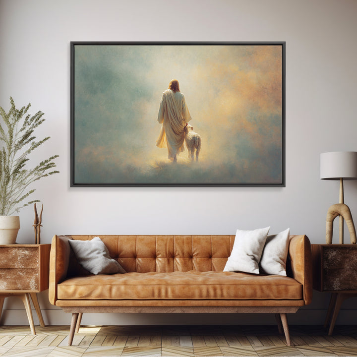 Light Of The Shepherd, Framed Canvas Print, Jesus Painting, Christian Art Canvas, Christian Wall Art, Modern Christian Art, Christian Chris