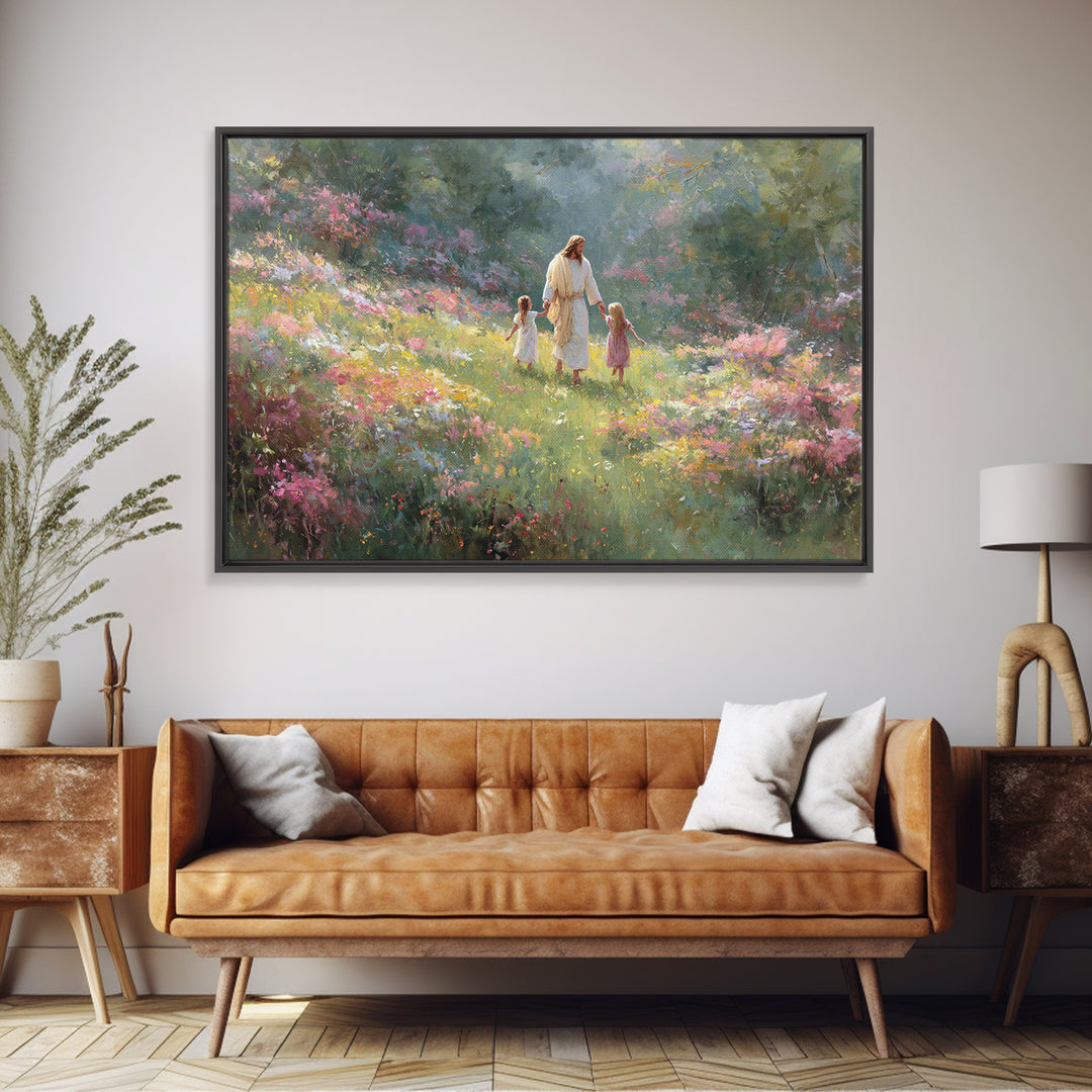 Blossoms Of Joy – Framed Canvas Print – Jesus Painting – Christian Art Canvas – Christian Wall Art – Large Christian Art – Christian Art Wo