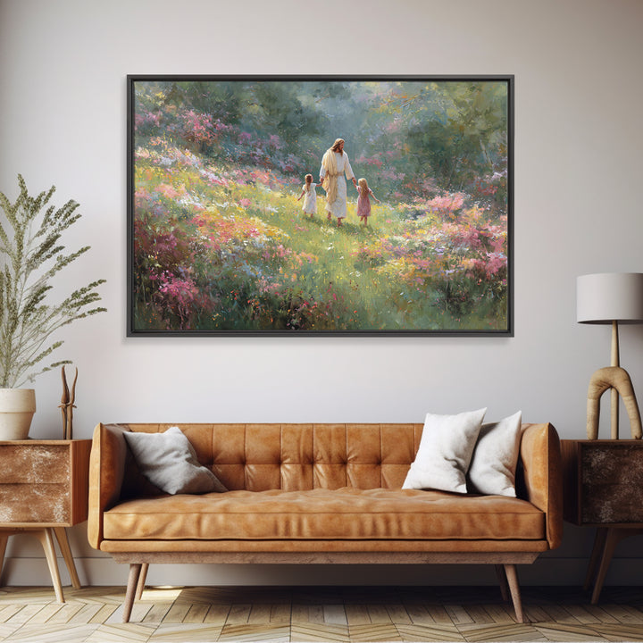 Blossoms Of Joy – Framed Canvas Print – Jesus Painting – Christian Art Canvas – Christian Wall Art – Large Christian Art – Christian Art Wo
