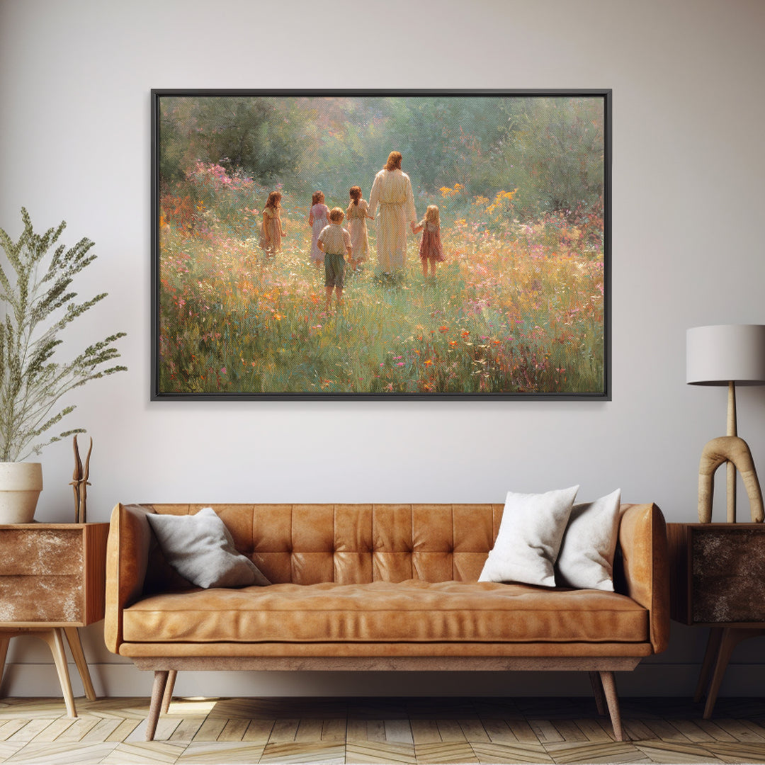 Children Of Light, Framed Canvas Print, Christian Art Canvas, Jesus Painting, Modern Christian Art, Christian Wall Art, Christian Christmas