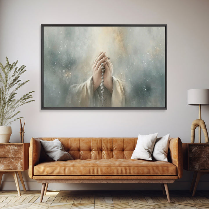 Starry Prayer – Framed Canvas Print – Christian Wall Art – Christian Art Canvas – Christian Painting – Christian Art Print – Modern Christi