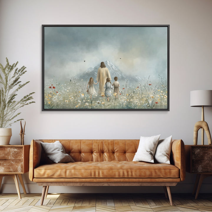 Fields Of Mercy – Framed Canvas Print – Christian Wall Art – Jesus Painting – Christian Art Canvas – Pastoral Scenery – Christian Gift