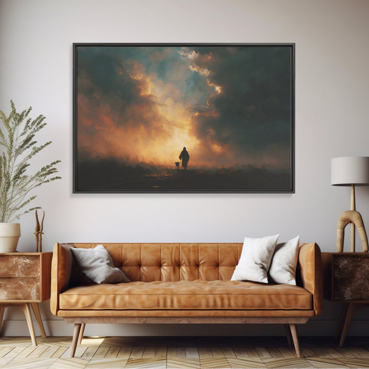 Still Waters Path | Framed Canvas Print | Christian Art Work | Jesus Painting | Subtle Christian Paintings | Christian Wall Art | Christian