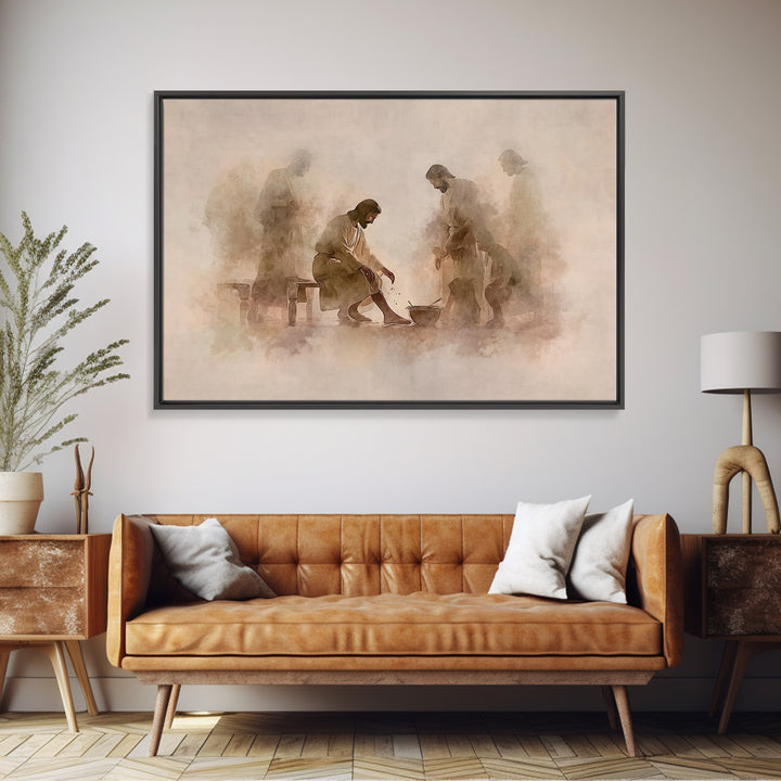 Humble Devotion | Framed Canvas Print | Christian Wall Art | Jesus Painting | Christian Art Canvas | Modern Christian Art | Christian Gift
