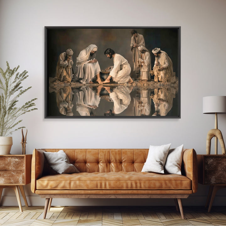 Reverent Circle | Framed Canvas Print | Christian Wall Art | Christian Art Work | Jesus Painting | Large Christian Painting | Christian Dec