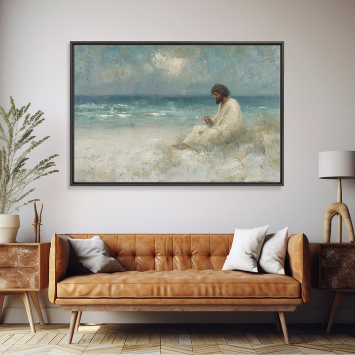 Desert Solitude, Framed Canvas Print, Christian Art Canvas, Jesus Art Print, Moody Christian Art, Christian Wall Art, Christian Decorations