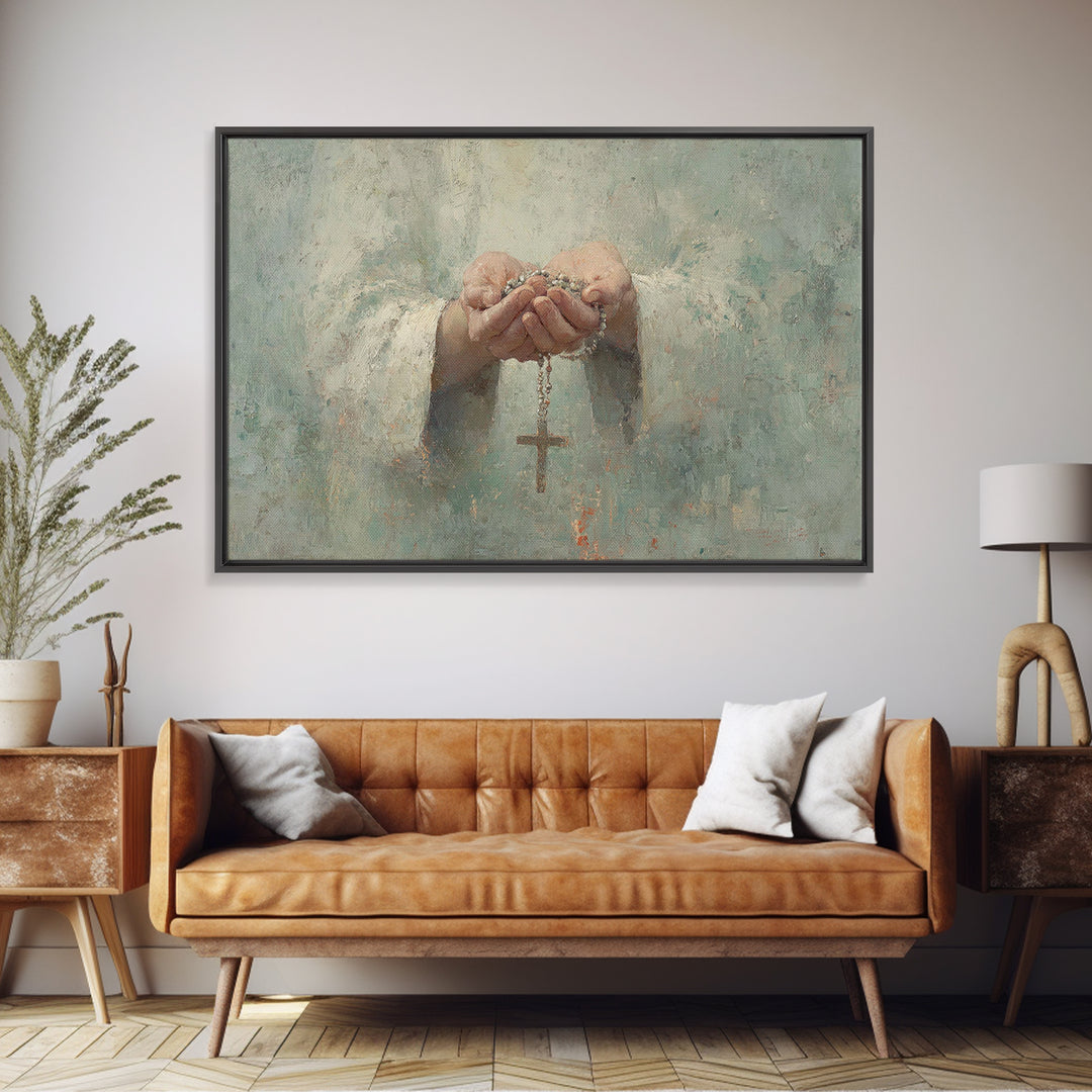 Prayerful Grace – Framed Canvas Print – Christian Art Canvas – Christian Wall Art – Christian Painting – Christian Art Work – Subtle Christ