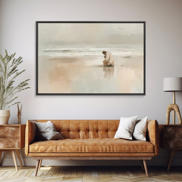 Solitary Grace, Framed Canvas Print, Christian Wall Art, Jesus Painting, Christian Art Canvas, Large Christian Art, Subtle Christian Art
