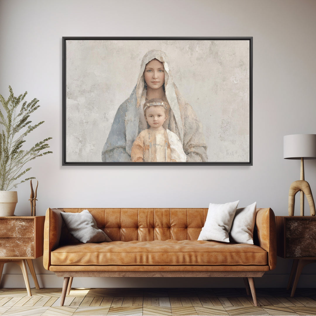 Deserted Shore Calm, Framed Canvas Print, Christian Wall Art, Jesus Painting, Christian Art Canvas, Large Christian Art, Minimalist Christi