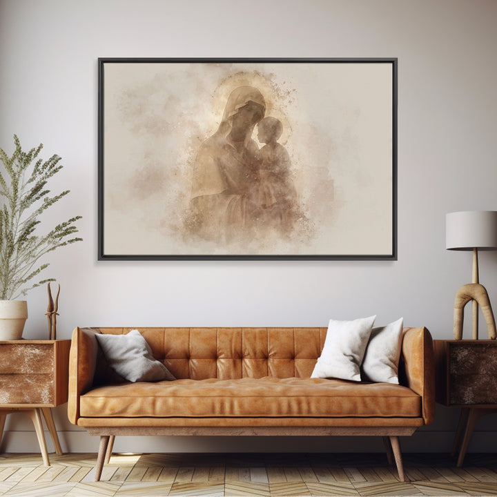 Radiant Innocence, Framed Canvas Print, Christian Wall Art, Mary And Jesus Painting, Christian Art Canvas, Large Christian Art, Modern Chri