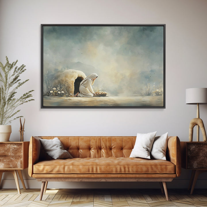 Gentle Shelter | Framed Canvas Print | Christian Art Canvas | Christian Wall Art | Christian Art | Mary And Jesus Painting