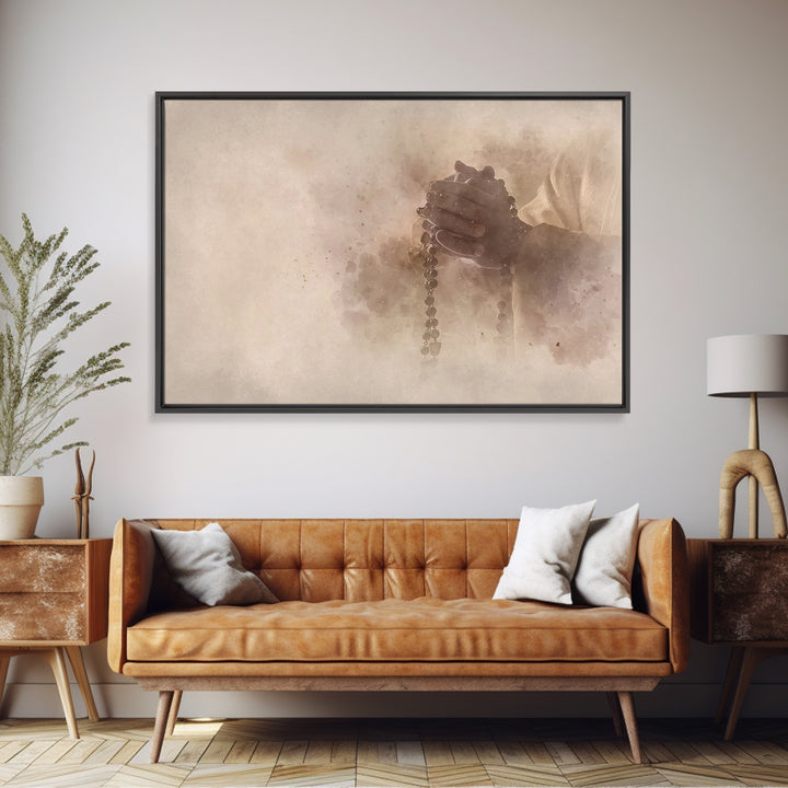 Prayerful Devotion – Framed Canvas Print – Christian Wall Art – Christian Art Canvas – Jesus Painting – Christian Gift Ideas – Subtle Chris
