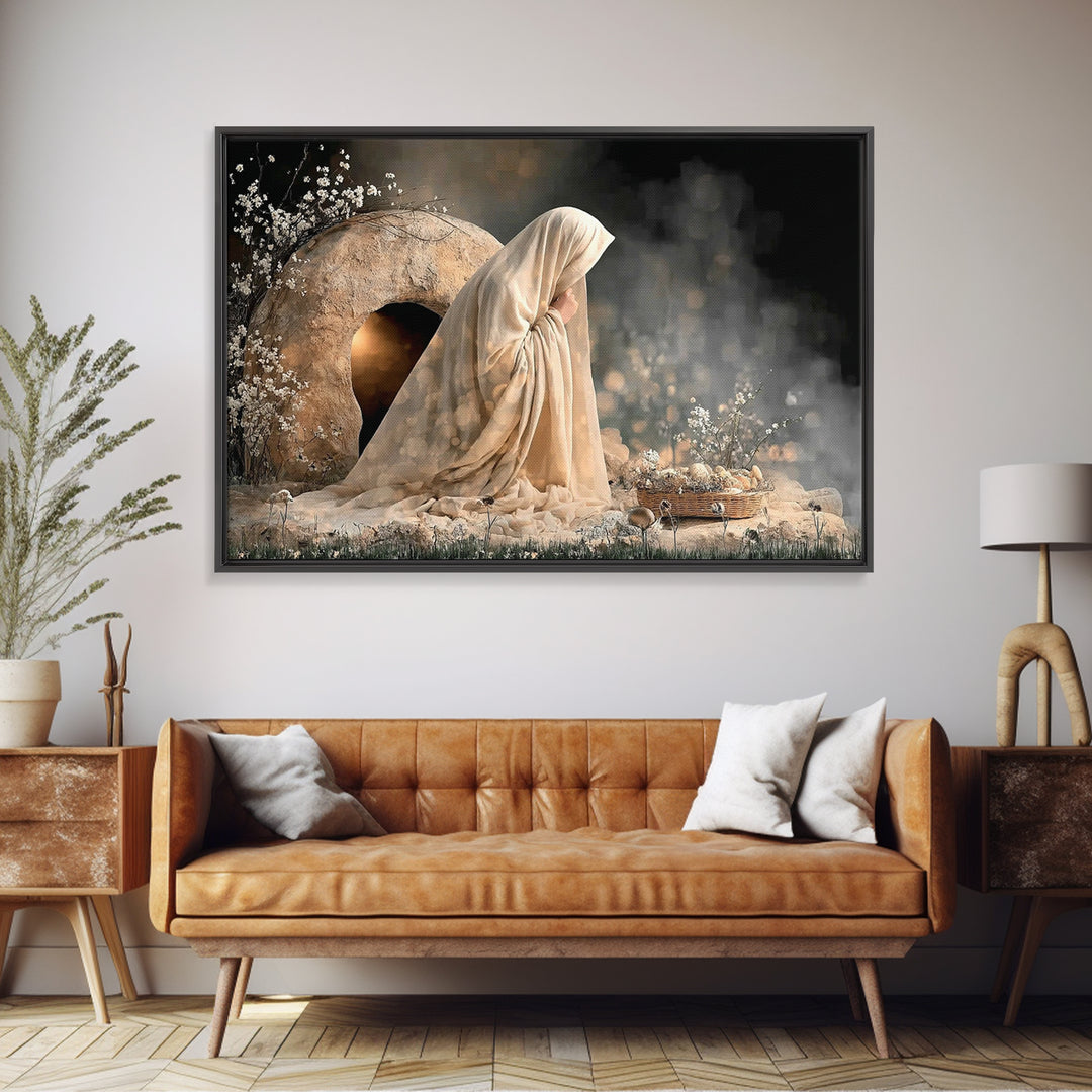 Quiet Bethlehem Night | Framed Canvas Print | Christian Wall Art | Christian Art Canvas | Mary And Jesus Painting | Christian Art