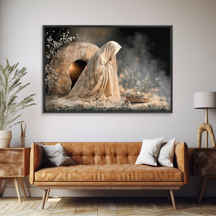 Quiet Bethlehem Night | Framed Canvas Print | Christian Wall Art | Christian Art Canvas | Mary And Jesus Painting | Christian Art
