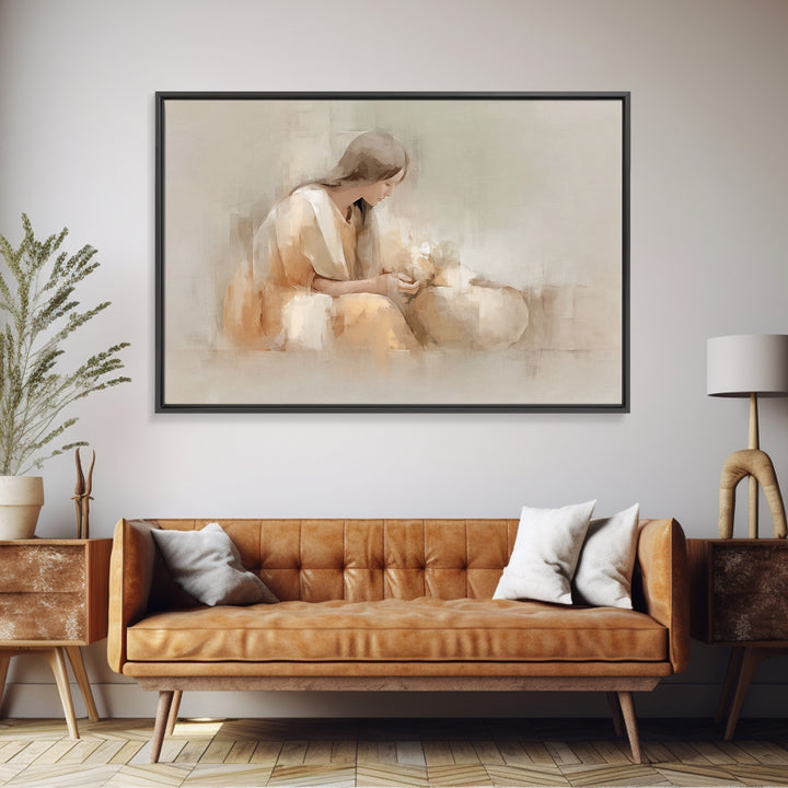 Gentle Offering Hope – Framed Canvas Print – Christian Decor – Christian Art Canvas – Christian Wall Art – Jesus Painting – Christian Gift