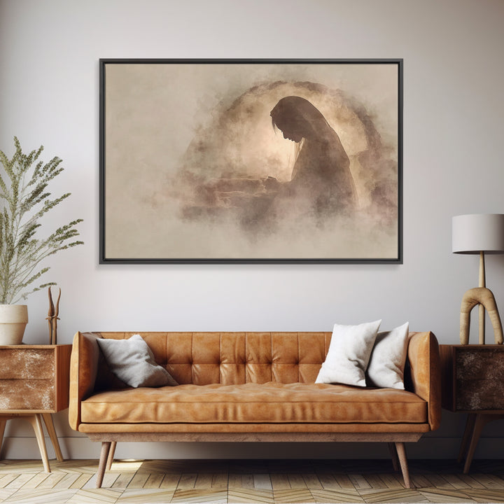 Silent Tomb Prayer – Framed Canvas Print – Christian Wall Art – Christian Gift Ideas – Christian Art Canvas – Jesus Painting – Christian De