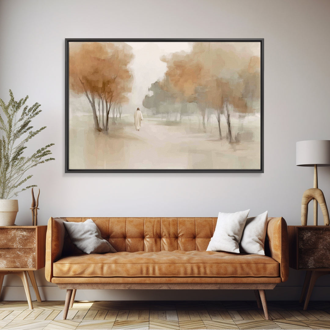 Autumn Grace Path – Framed Canvas Print – Christian Decor – Jesus Painting – Christian Art Canvas – Christian Wall Art – Christian Gift Ide