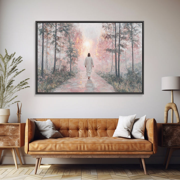 Radiant Morning Path – Framed Canvas Print – Jesus Painting – Christian Wall Art – Christian Art Canvas – Christian Decor – Christian Gift