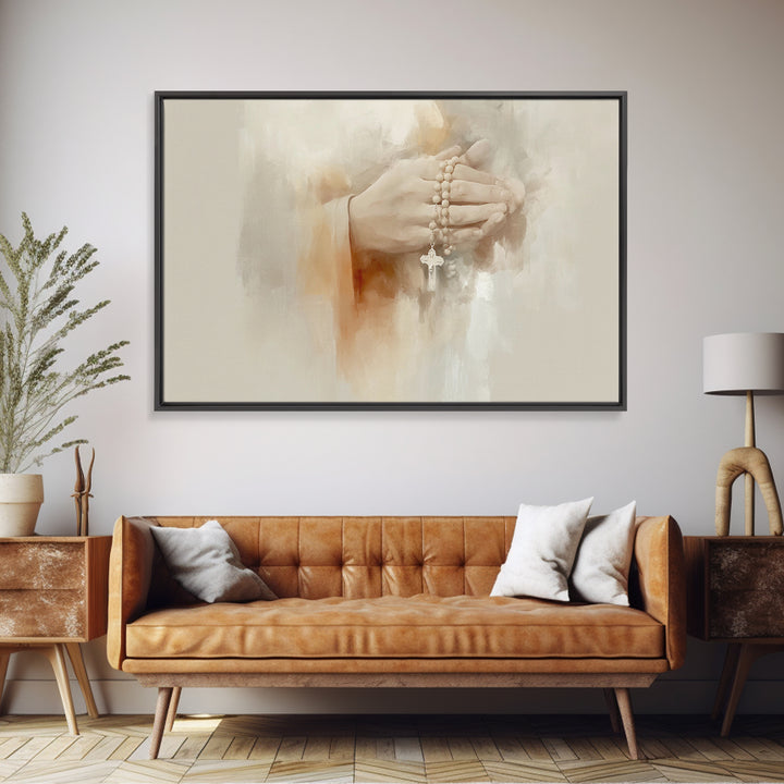 Quiet Reverence, Framed Canvas Print, Christian Art Print, Christian Wall Art, Subtle Christian Art, Modern Christian Art, Jesus Painting,