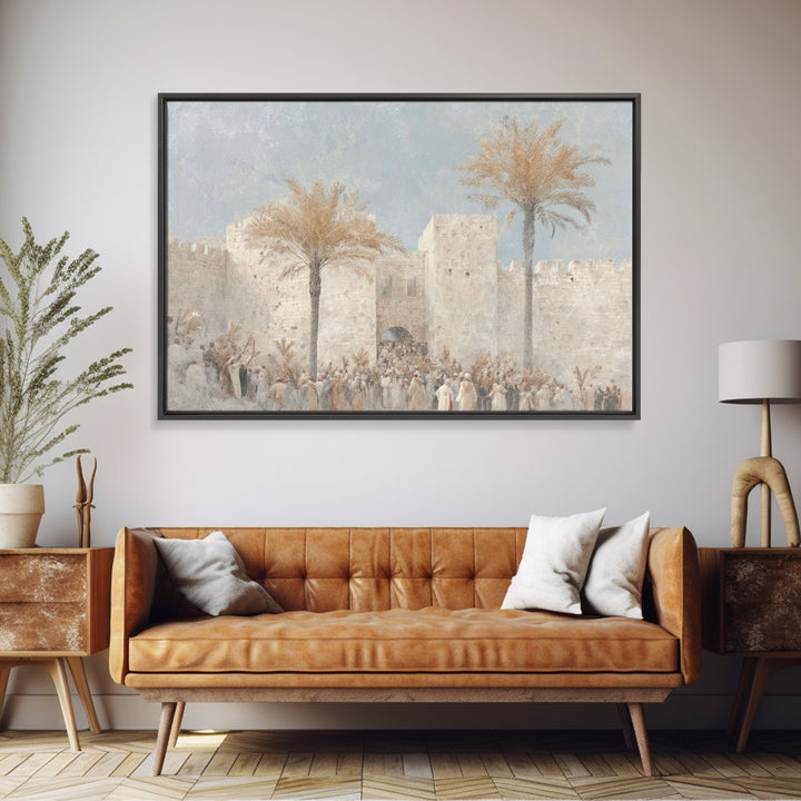 Palm Rejoicing – Framed Canvas Print – Christian Christmas Art – Christian Wall Art – Jesus Painting – Christian Art Canvas – Modern Christ