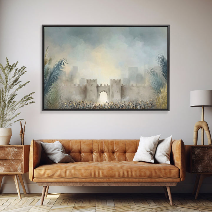 Hosanna Gathering, Framed Canvas Print, Christian Wall Art, Christian Christmas Decor, Christian Art Canvas, Jesus Painting, Christian Deco