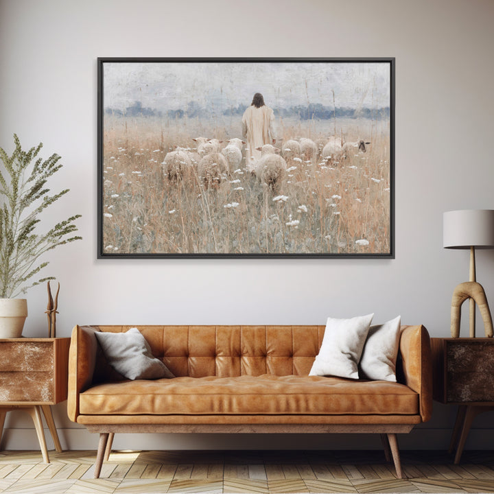 Shepherd’s Calling, Framed Canvas Print, Jesus Painting, Christian Wall Art, Christian Art Canvas, Christian Gift, Vintage Christian Art