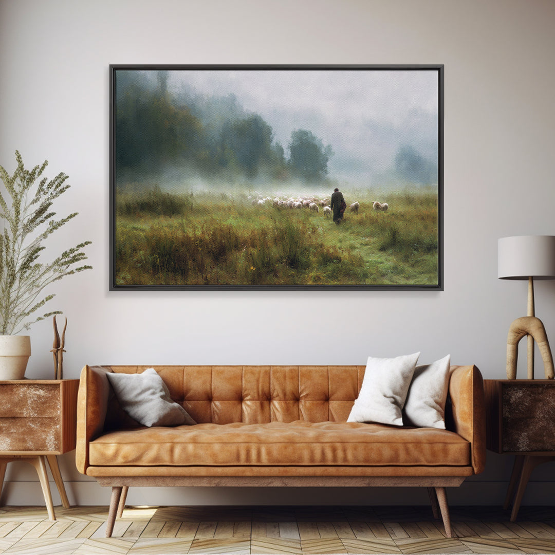 Pasture of Peace | Framed Canvas Print | Christian Art Canvas | Jesus Painting | Christian Wall Art | Christian Gift Ideas | Subtle Christi
