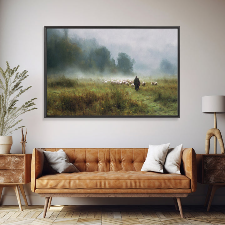 Pasture of Peace | Framed Canvas Print | Christian Art Canvas | Jesus Painting | Christian Wall Art | Christian Gift Ideas | Subtle Christi