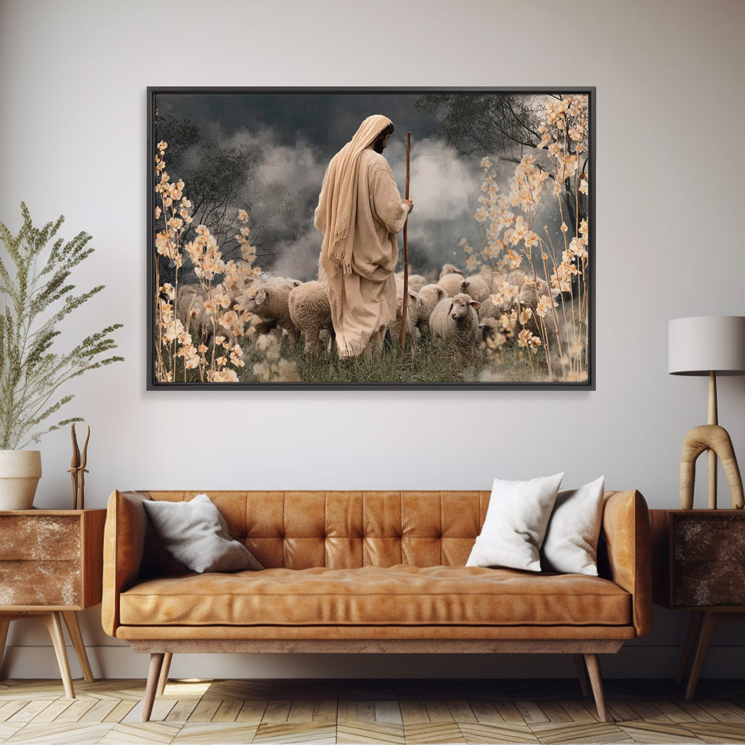 Staff Of Mercy | Framed Canvas Print | Jesus Painting | Christian Art Canvas | Christian Wall Art | Christian Art Print | Christian Gift