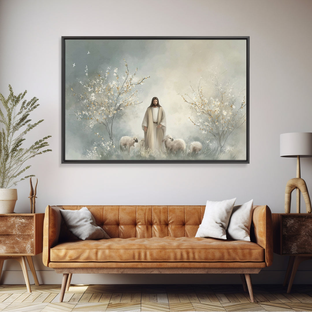 Blossoms Of Peace | Framed Canvas Print | Christian Wall Art | Jesus Painting | Christian Art Canvas | Modern Christian Painting | Christia