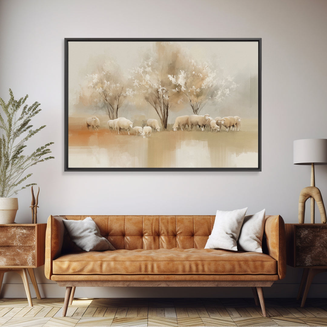 Pasture Blossoms – Framed Canvas Print – Christian Wall Art – Christian Art Canvas – Christian Painting – Subtle Christian Art – Christian