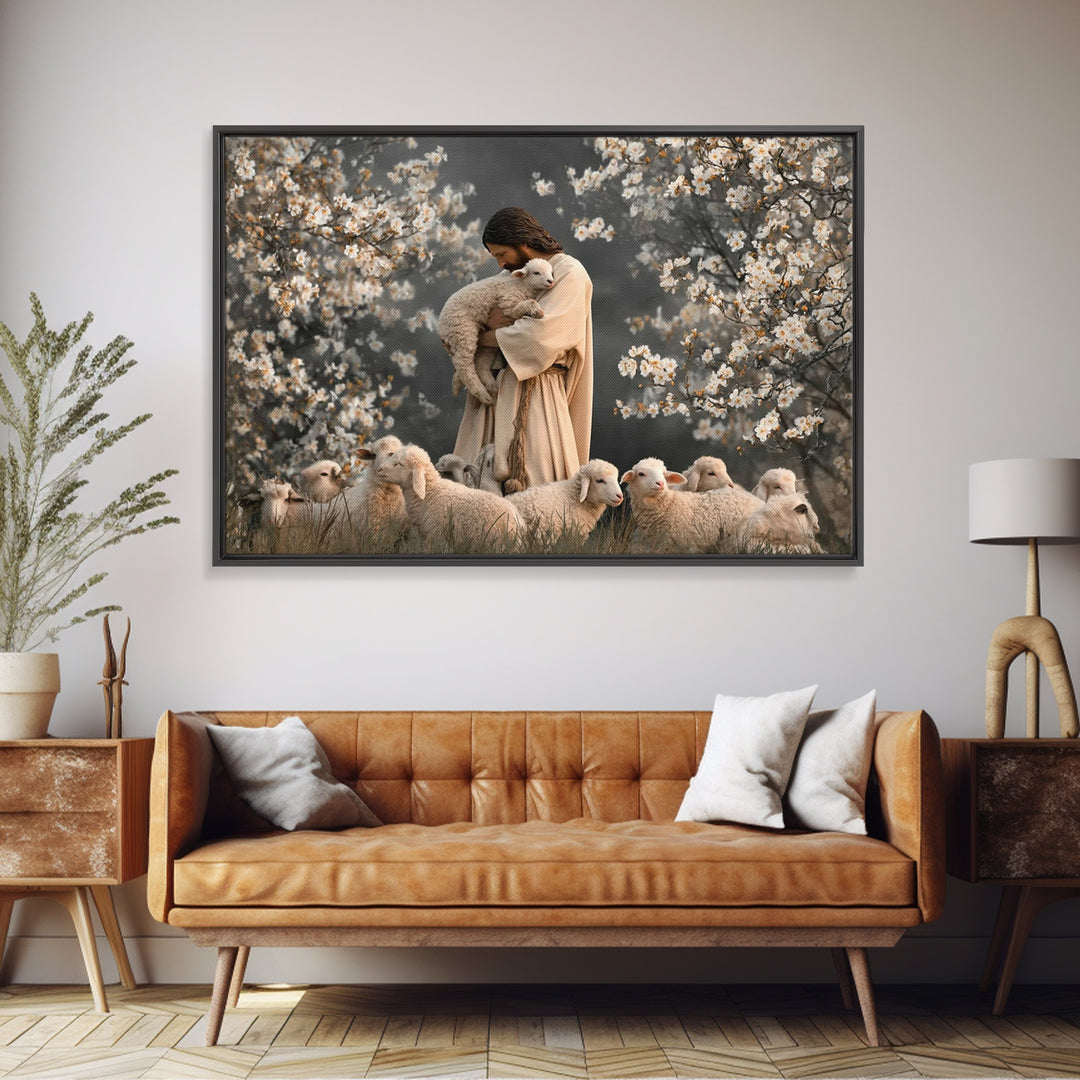 Lamb Of Comfort, Framed Canvas Print, Jesus Painting, Christian Art Canvas, Christian Wall Art, Christian Gift, Modern Christian Art
